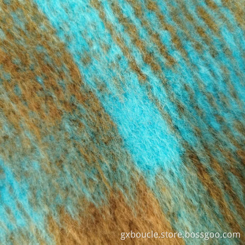 Woolen Boucle Plaid  with long brushing fabric